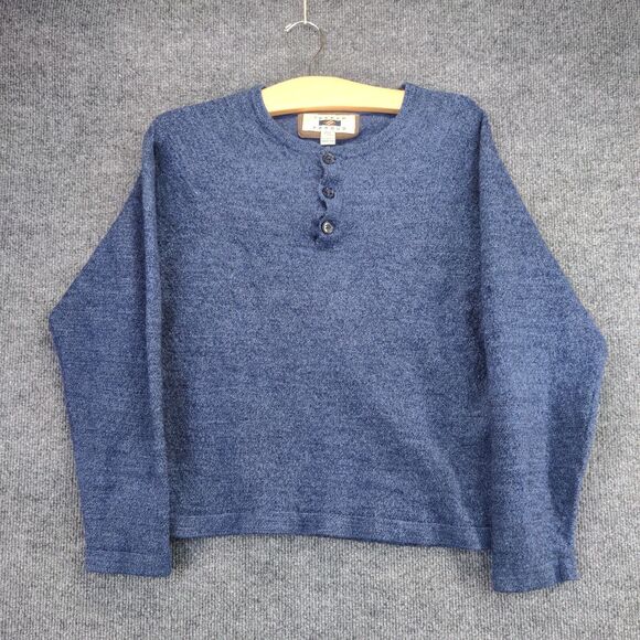 Joseph Abboud Merino Wool Blend Sweater Women Size XXL Blue 1/4 Button Henley - Picture 2 of 11